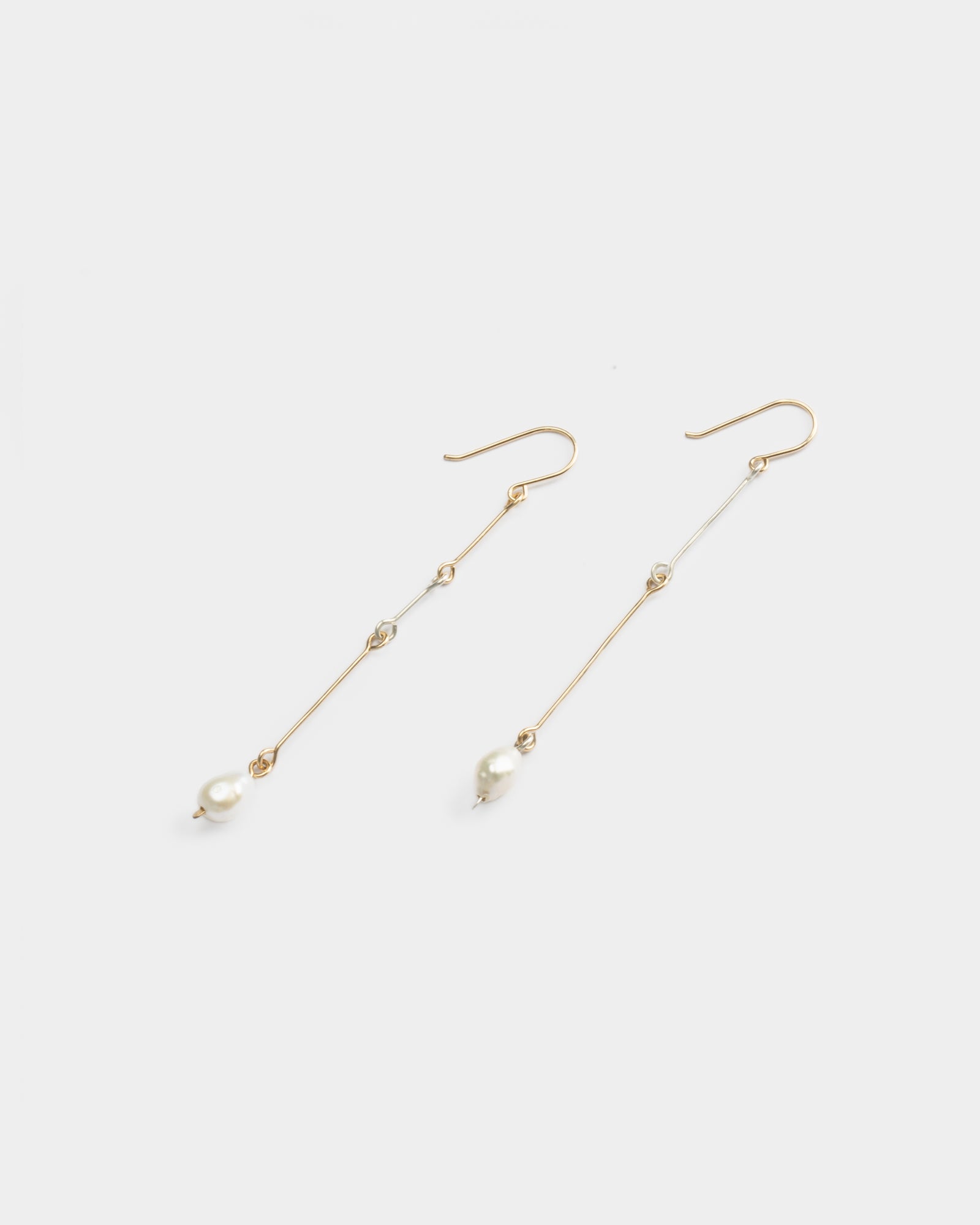 Mixed Metals Pearl Bone Chain Earrings