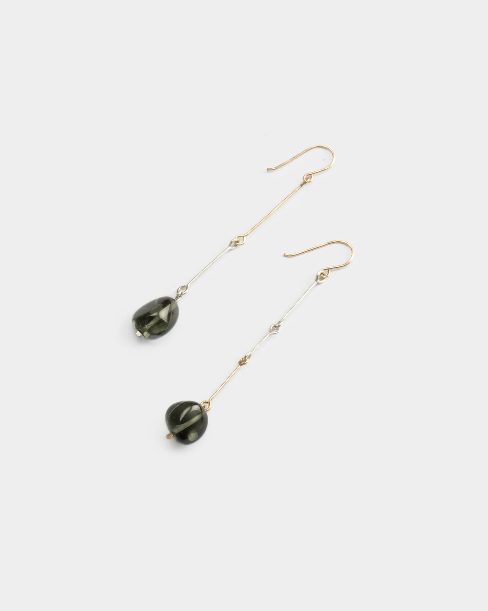 Mixed Metals Tourmaline Bone Chain Earrings