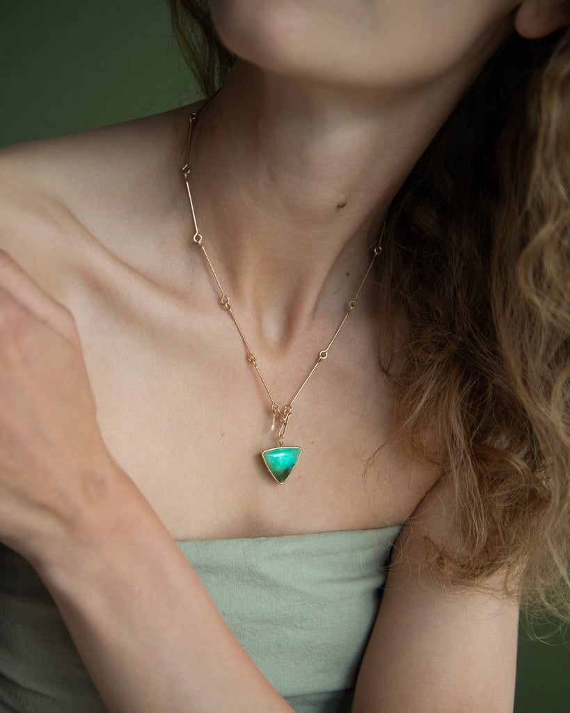 14k Chrysoprase Pendant