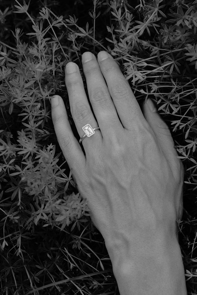 14k Emerald Cut Lab Diamond Floating Ring