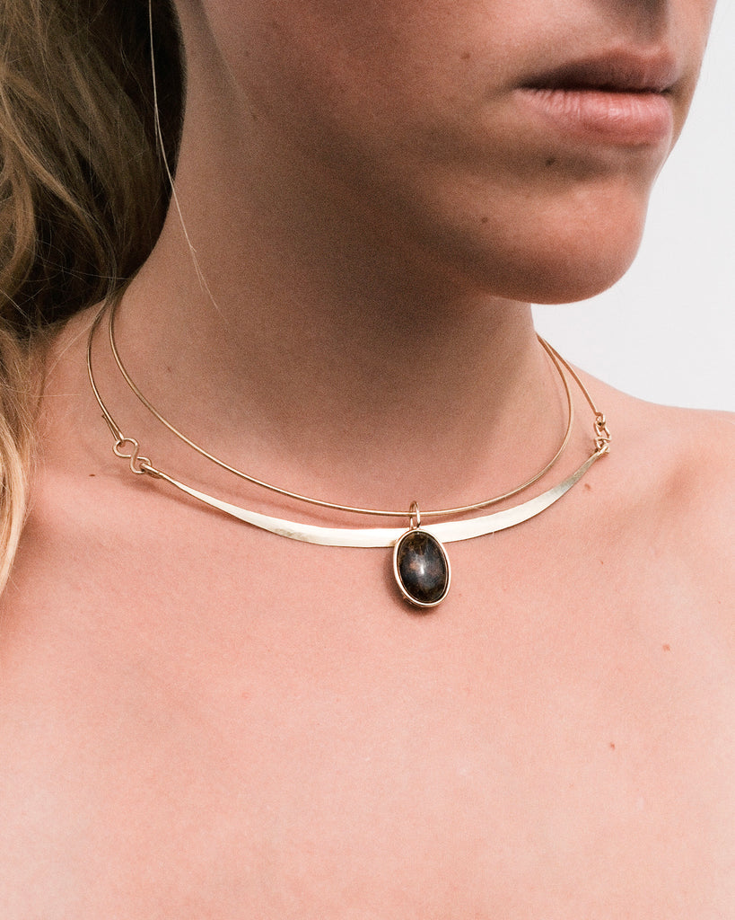 14k Faux Bois Floating Pendant