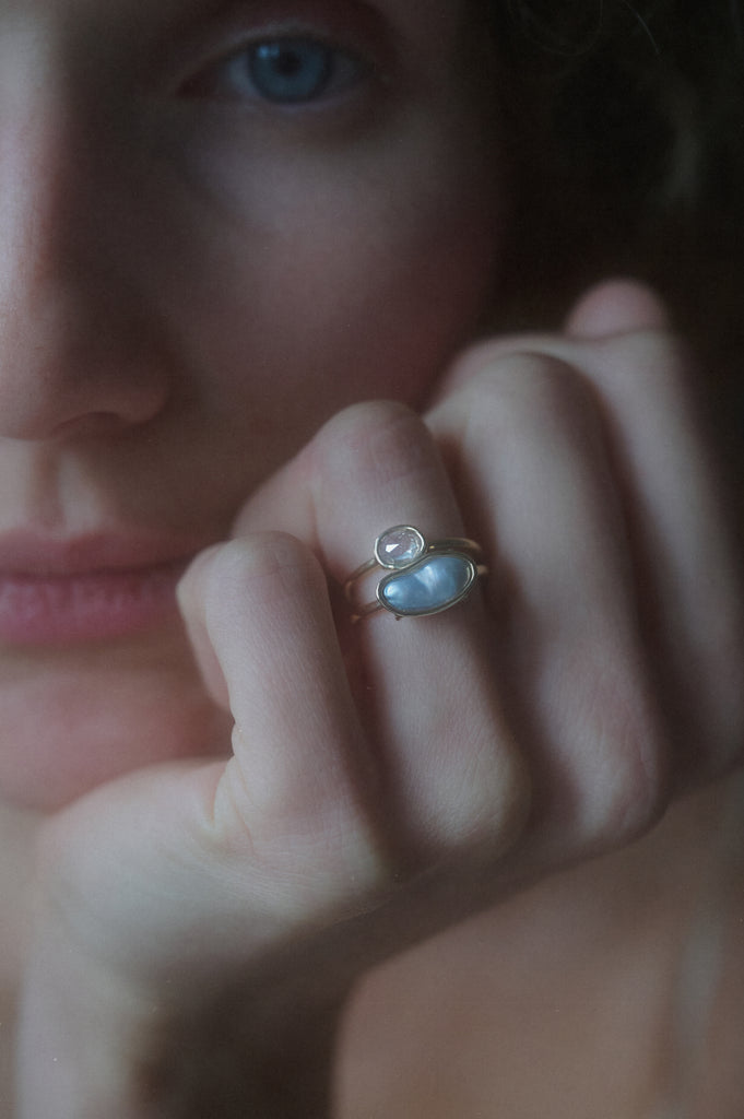 14k Grey Velvet Keshi Pearl Ring