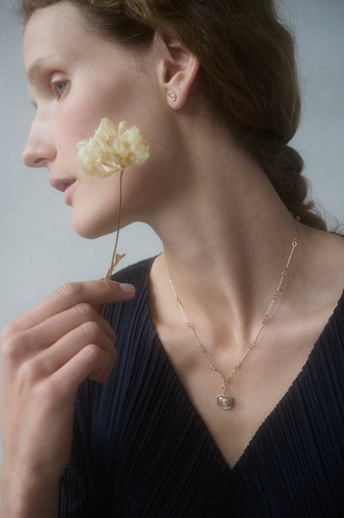 14k East to West Mineral Diamond Pendant