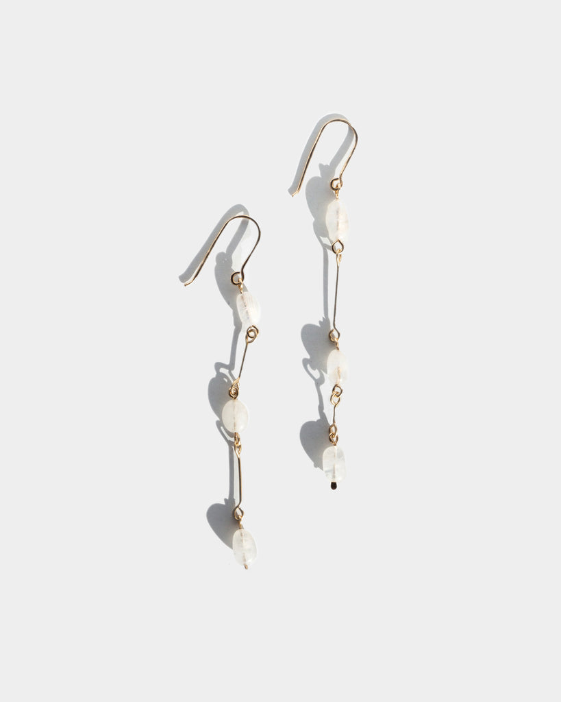 14k Moonstone Bone Chain Earrings