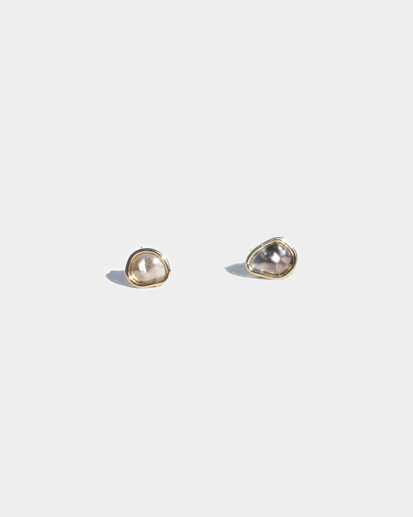 14k Silver Keshi Pearl Floating Studs