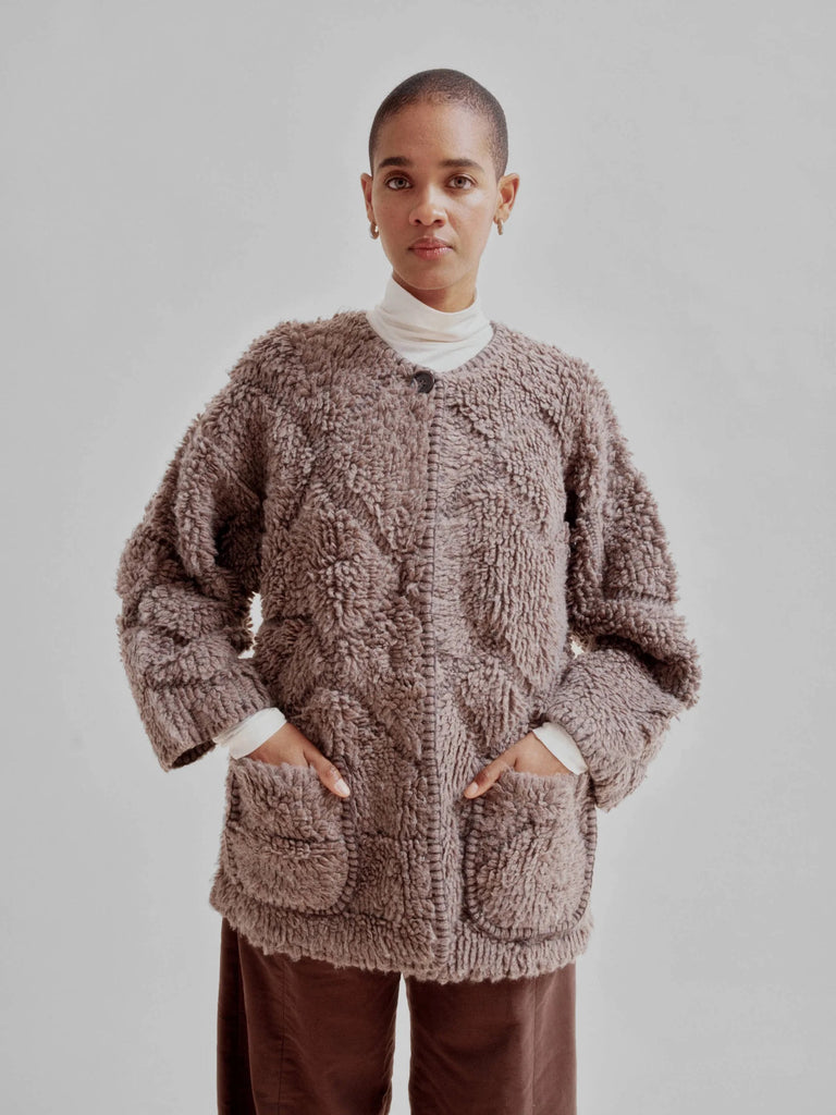 Sayaka Davis - Pile Knit Coat in Taupe