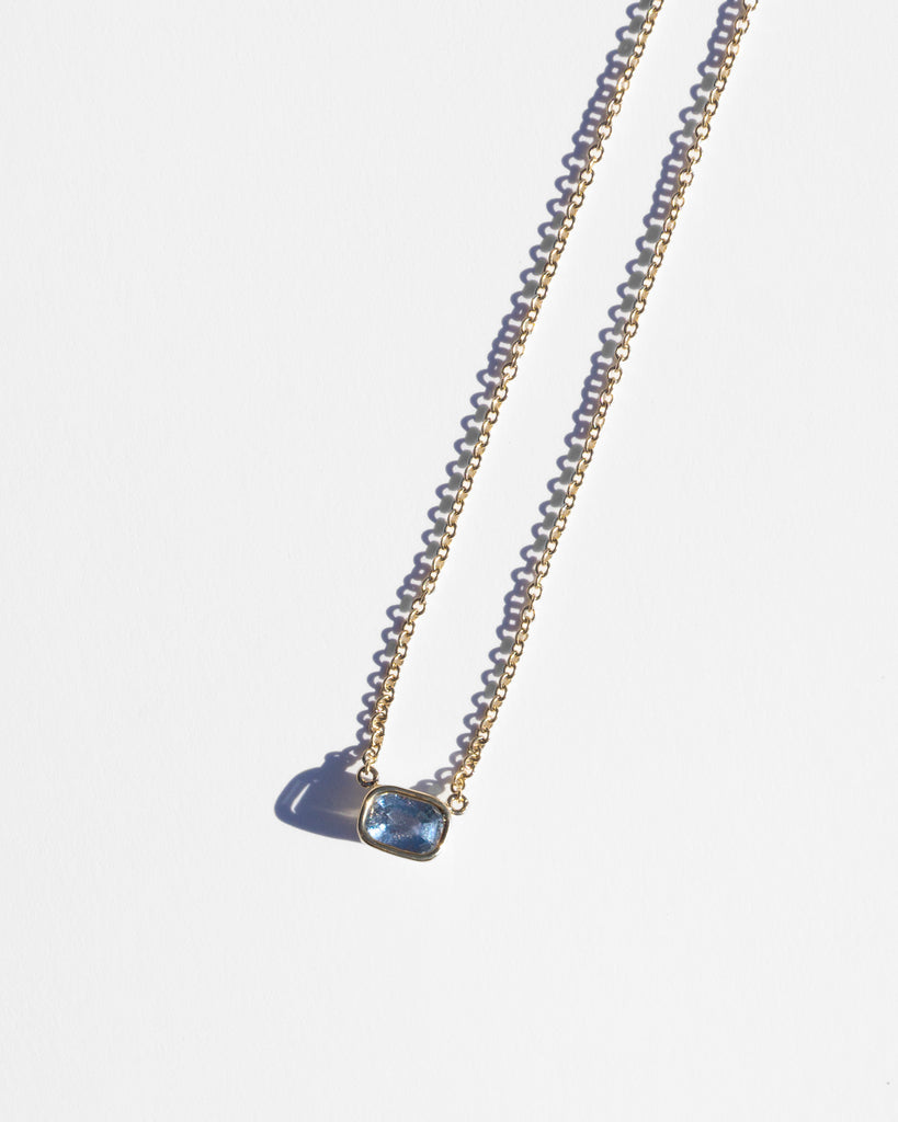 14k Sea Sapphire Floating Chain Necklace