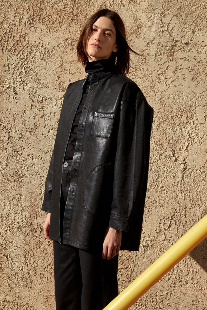 Jesse Kamm - Band Collar Okuda Jacket in Japanese Denim / Black Laquer