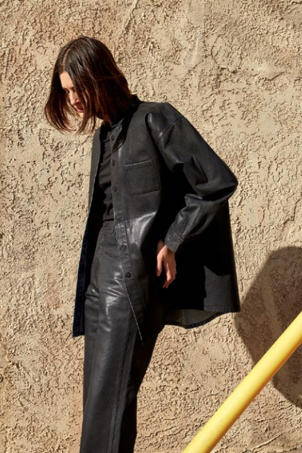 Jesse Kamm - Band Collar Okuda Jacket in Japanese Denim / Black Laquer