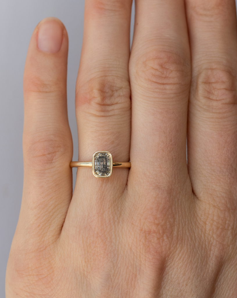 14k Peppered Step Cut Diamond Ring