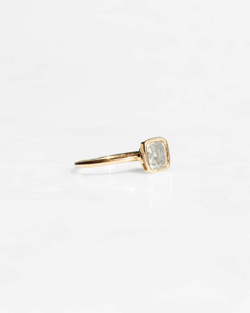 14k Blue Grey Emerald Cut Diamond Floating Ring